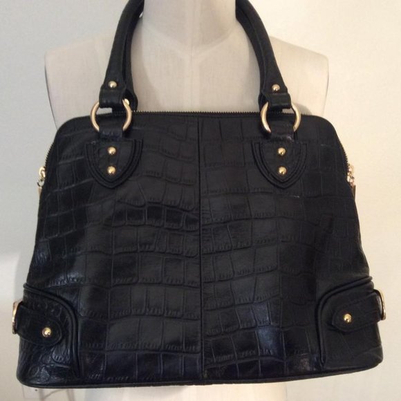 Kathryn Robbins NWOT black leather & metallic gold hand or shoulder bag - Picture 13 of 13